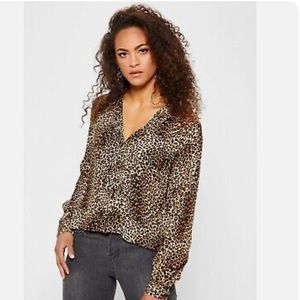 Topshop Leopard Print Button Up Blouse